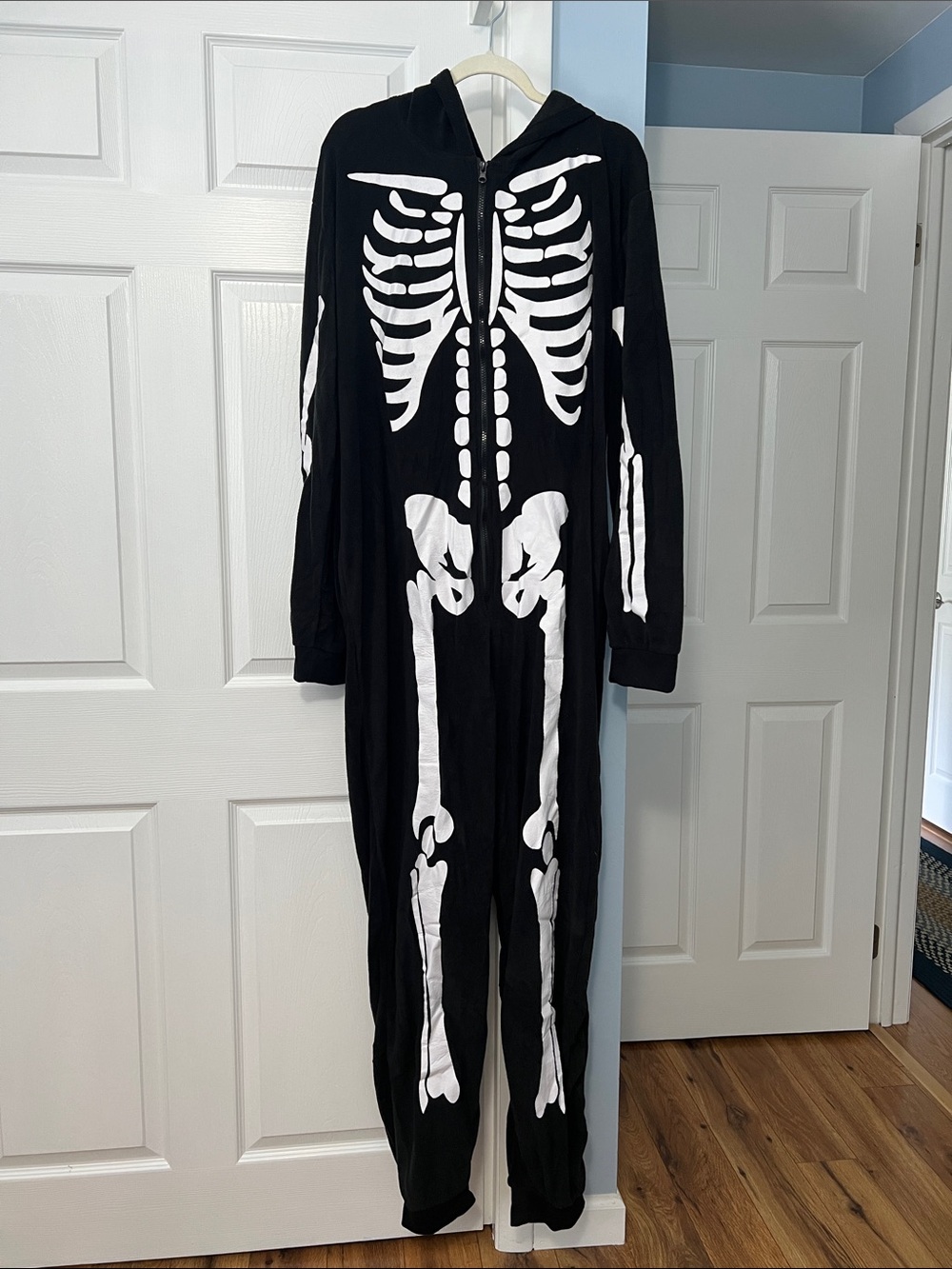 Men's Onesie Adult Comfortable Fleece Hooded Front Zip w/Side Pockets Halloween